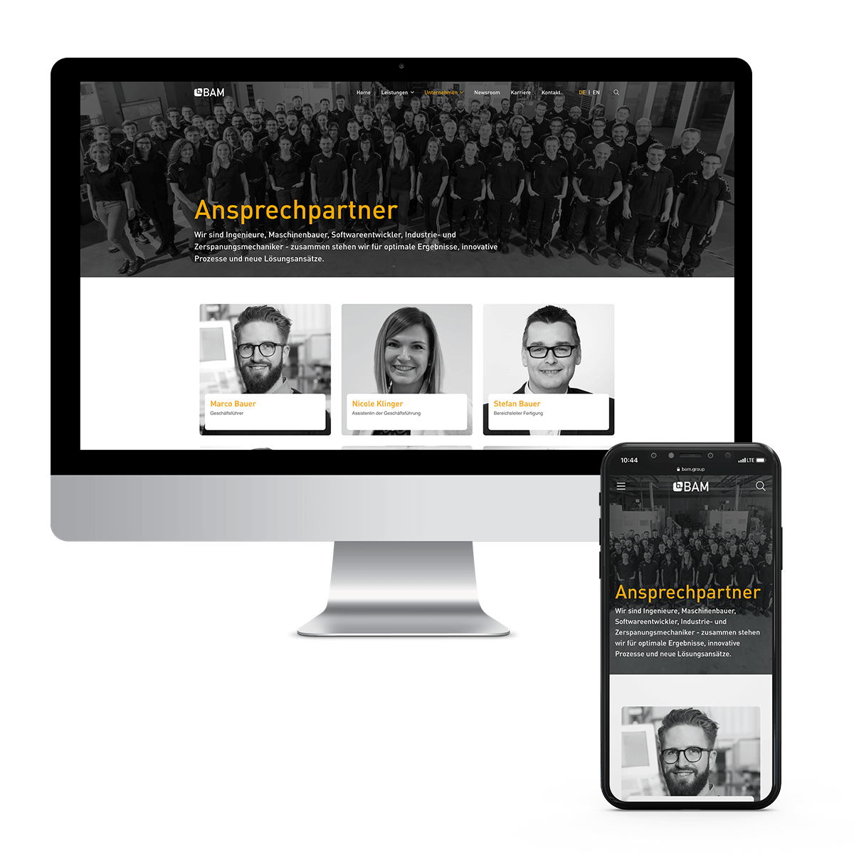 BAM Kontaktseite (PWA) von ppm visuals & internet