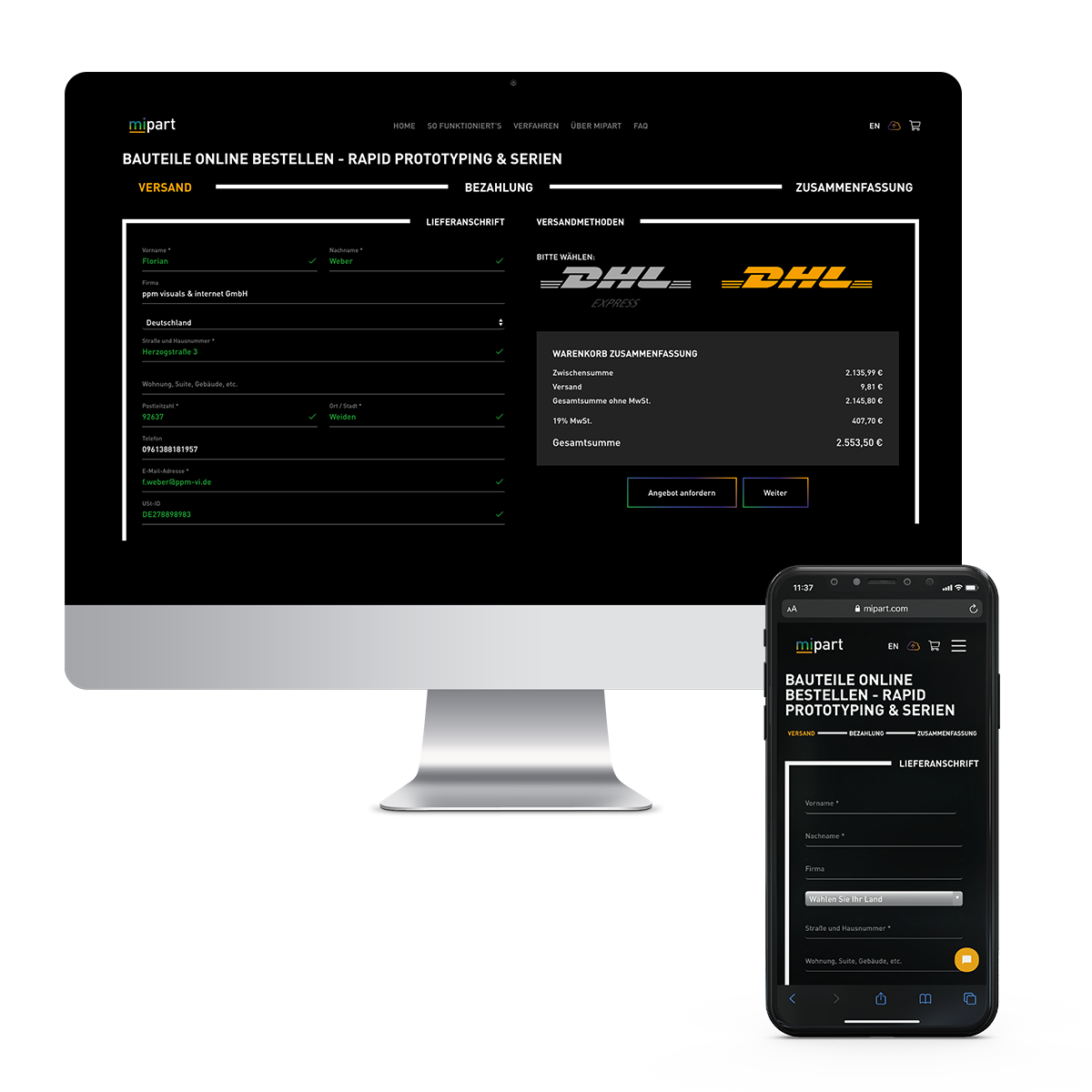 MIPART Checkout Website (PWA) von ppm visuals & internet