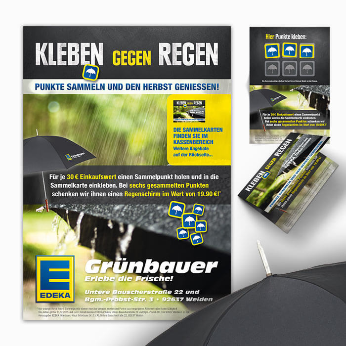 Flyergestaltung und Aktionsplanung inklusive Giveaways für EDEKA Grünbauer von ppm visuals & internet