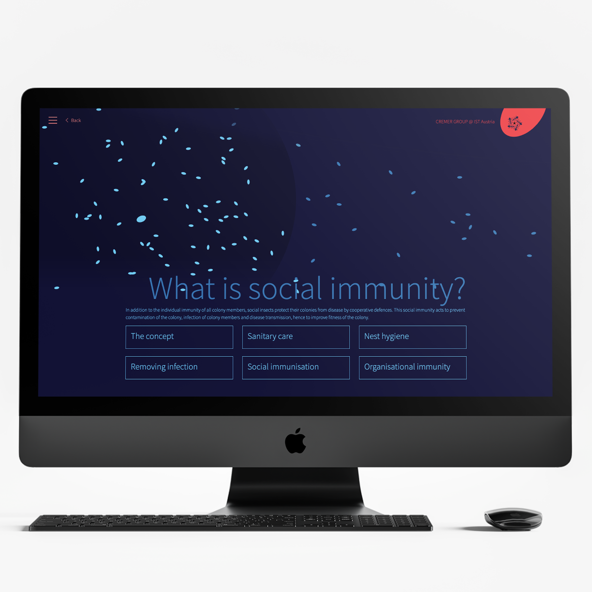 Website PWA (Desktop) für die Cremer group am IST Austria ppm visuals & internet